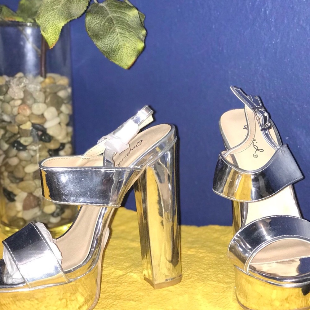 Rue 21 silver block heels.